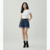 [BM036] Elevated High-Waist Cuffed Denim Shorts