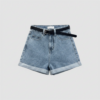 [BM036] Elevated High-Waist Cuffed Denim Shorts