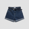 [BM036] Elevated High-Waist Cuffed Denim Shorts