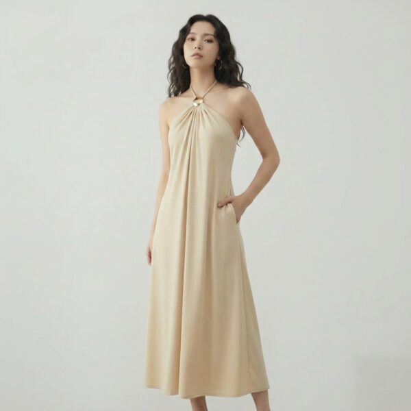 [DC028] Aurelia Satin Halter Maxi Dress