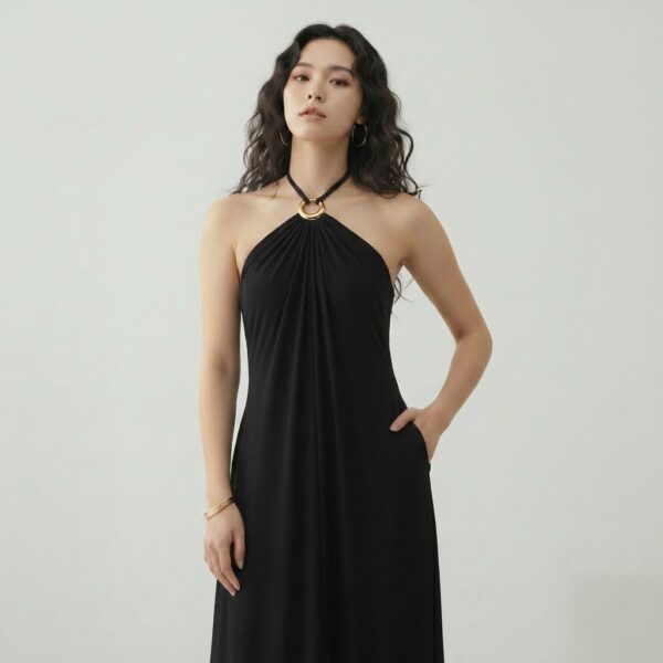 [DC028] Aurelia Satin Halter Maxi Dress