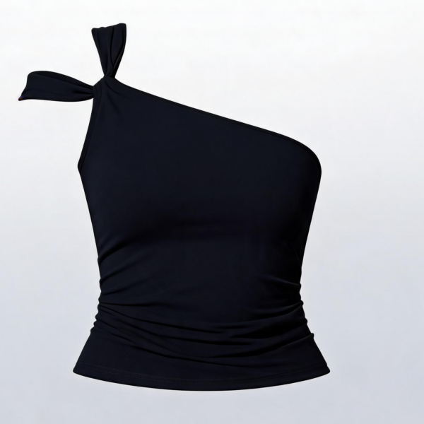 [TP076] Aria One-Shoulder Ruched Knot Top