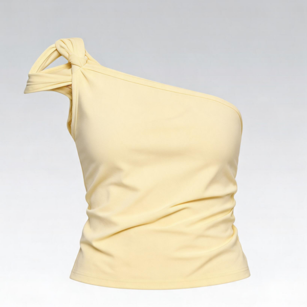 [TP076] Aria One-Shoulder Ruched Knot Top