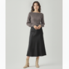 [BM037] Elegant High-Waist Satin A-Line Midi Skirt