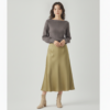 [BM037] Elegant High-Waist Satin A-Line Midi Skirt