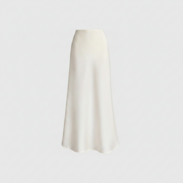 [BM037] Elegant High-Waist Satin A-Line Midi Skirt