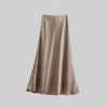 [BM037] Elegant High-Waist Satin A-Line Midi Skirt