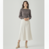 [BM037] Elegant High-Waist Satin A-Line Midi Skirt