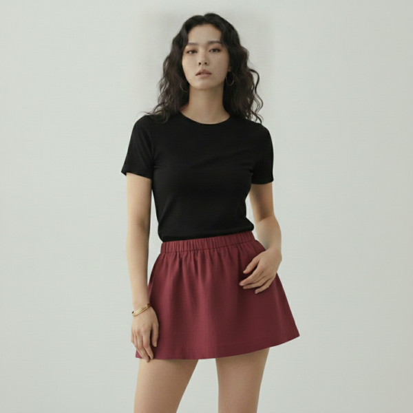 [BM038] Elevated Minimalis Elastic-Waist Mini Skirt