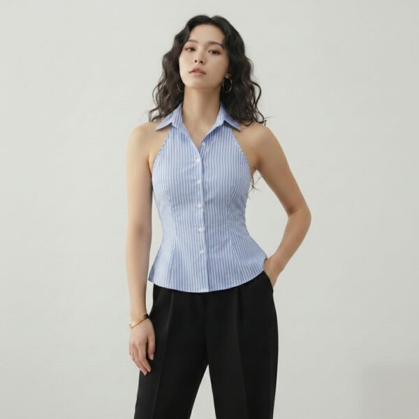 [TP078] The Riviera Striped Halter Shirt