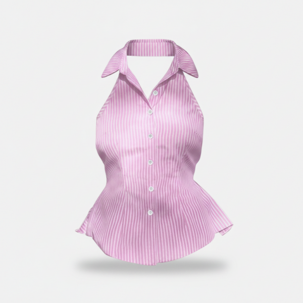[TP078] The Riviera Striped Halter Shirt