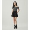 [TP079] Aurelia Asymmetrical Rib-Knit Polka Dot Crop Top