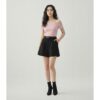 [TP079] Aurelia Asymmetrical Rib-Knit Polka Dot Crop Top