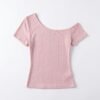 [TP079] Aurelia Asymmetrical Rib-Knit Polka Dot Crop Top