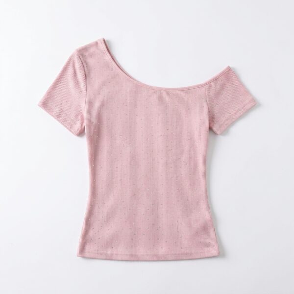 [TP079] Aurelia Asymmetrical Rib-Knit Polka Dot Crop Top