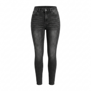 [BM043] Chic High-Rise Washed Black Skinny Jeans
