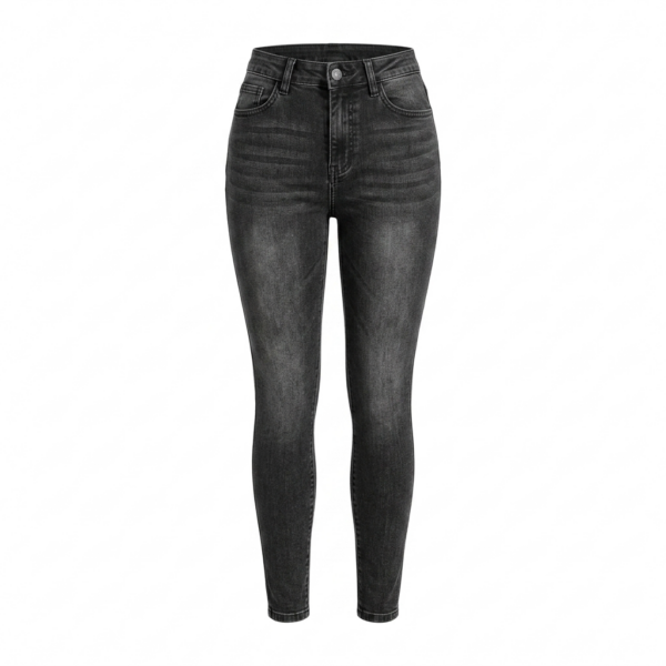 [BM043] Chic High-Rise Washed Black Skinny Jeans