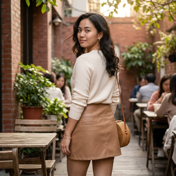 [BM044] Faux Leather High-Waist Mini Skirt