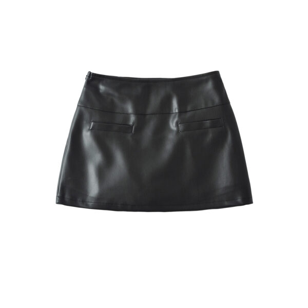 [BM044] Faux Leather High-Waist Mini Skirt