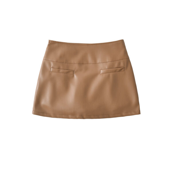 [BM044] Faux Leather High-Waist Mini Skirt