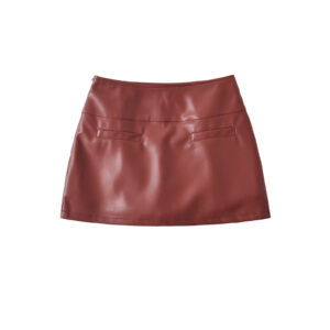 [BM044] Faux Leather High-Waist Mini Skirt