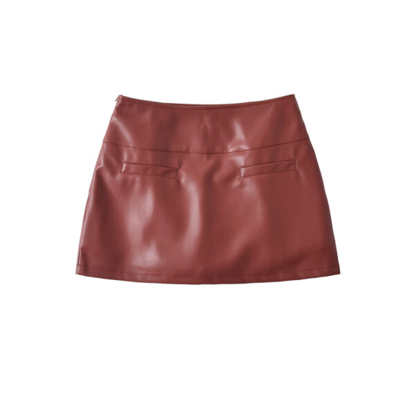 [BM044] Faux Leather High-Waist Mini Skirt