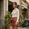 [BM044] Faux Leather High-Waist Mini Skirt