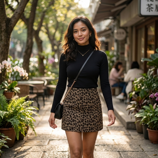 [BM045] Timeless Leopard Print A-Line Mini Skirt