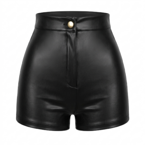 [BM046] Sleek High-Waist Faux Leather Tailored Shorts