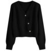 [TP084] Asymmetrical Knit V-Neck Cardigan