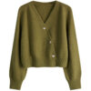 [TP084] Asymmetrical Knit V-Neck Cardigan
