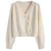 [TP084] Asymmetrical Knit V-Neck Cardigan