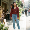 [TP084] Asymmetrical Knit V-Neck Cardigan