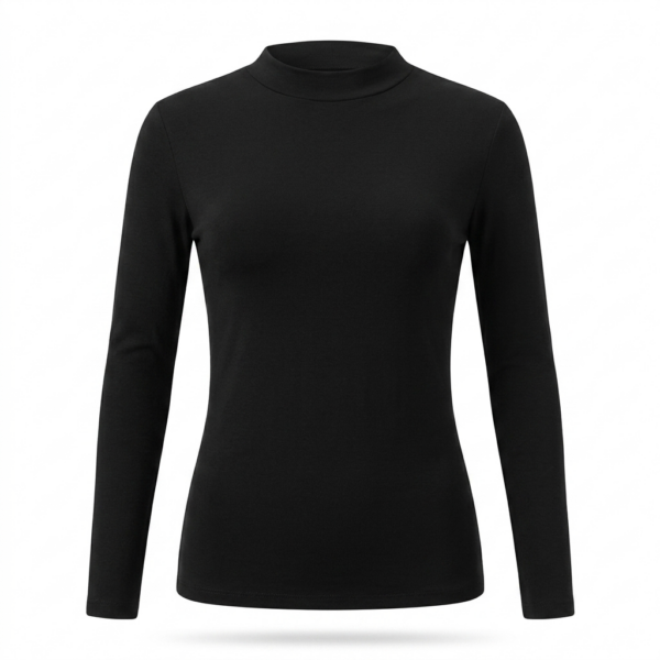 [TP086] Mock Neck Long Sleeve Top