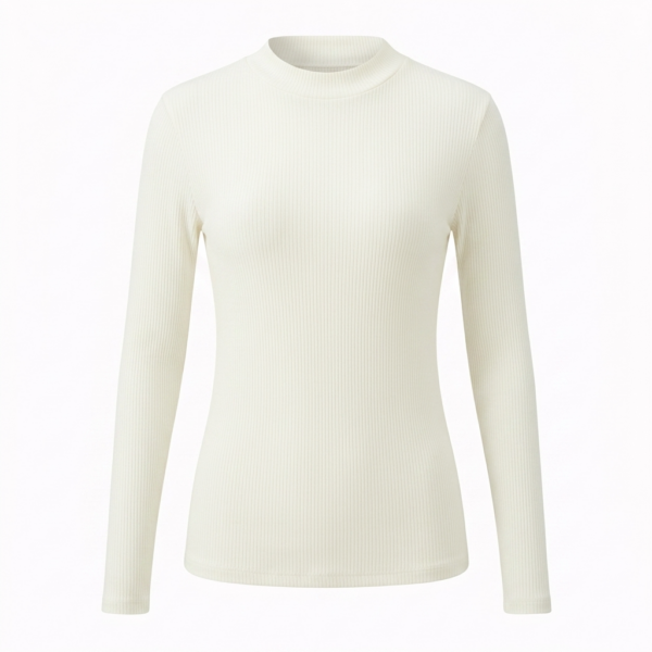 [TP086] Mock Neck Long Sleeve Top