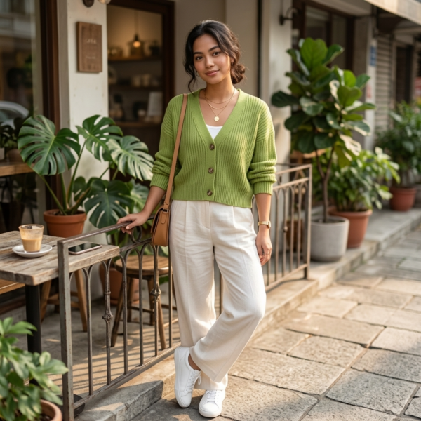 [TP087] Elegant Ribbed Knit V-Neck Cardigan