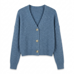 [TP087] Elegant Ribbed Knit V-Neck Cardigan