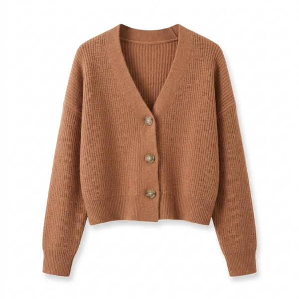 [TP087] Elegant Ribbed Knit V-Neck Cardigan
