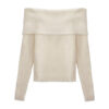 [TP088] Elegant Off-Shoulder Ribbed Knit Sweater