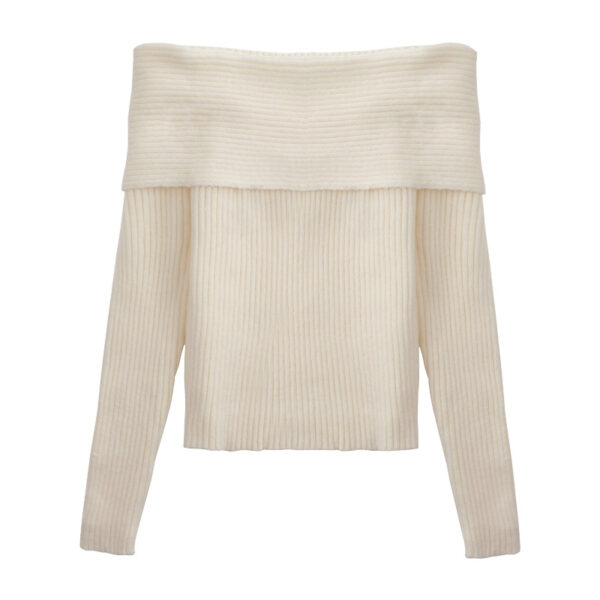 [TP088] Elegant Off-Shoulder Ribbed Knit Sweater