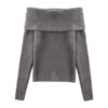 [TP088] Elegant Off-Shoulder Ribbed Knit Sweater