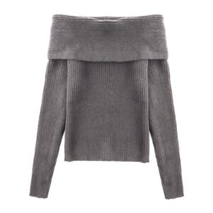 [TP088] Elegant Off-Shoulder Ribbed Knit Sweater