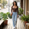 [TP089] Elegant Square Neck Long Sleeve Top
