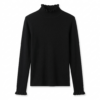 [TP090] Elegant Ribbed Ruffle-Neck Knit Top