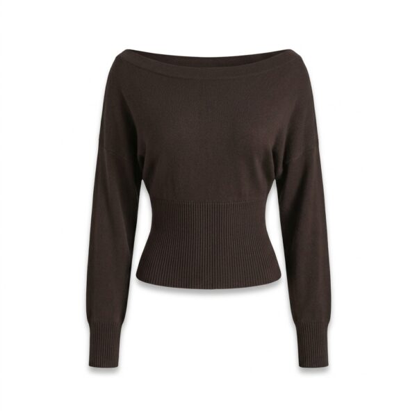 [TP091] Chic Off-Shoulder Ribbed Knit Sweater Top