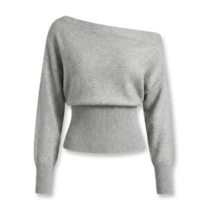 [TP091] Chic Off-Shoulder Ribbed Knit Sweater Top