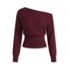 [TP091] Chic Off-Shoulder Ribbed Knit Sweater Top