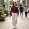 [TP091] Chic Off-Shoulder Ribbed Knit Sweater Top