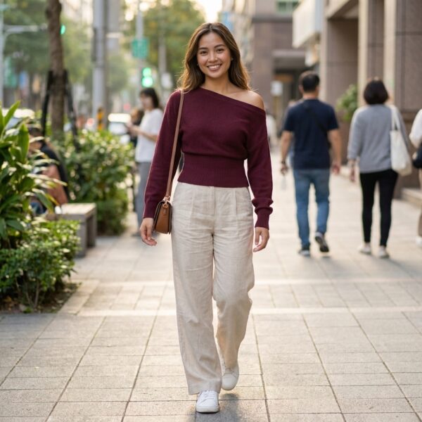 [TP091] Chic Off-Shoulder Ribbed Knit Sweater Top