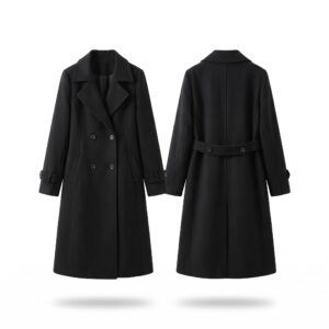 [TP092] Timeless Black Double-Breasted Tailored Long Coat